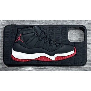 3D Jordan 11 Style Sneaker iPhone 11 Pro Max Case Black And Red Jumpman Logo